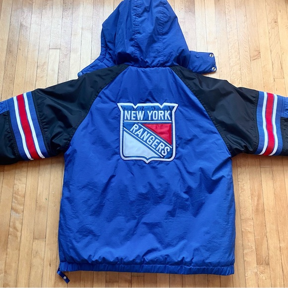 Vintage Starter New York Rangers 1/2 Zip Embroidered Jacket Large Hooded Hood L - Picture 5 of 10